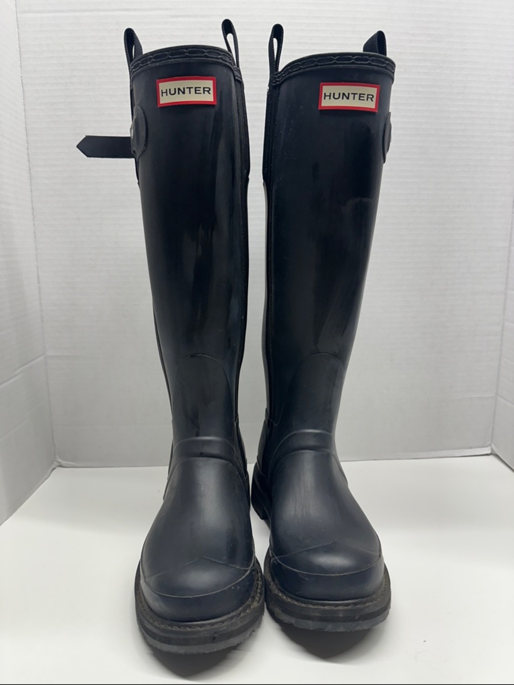 Hunter Rain Boots Boot Tall Pull On Tab Waterproof Matte Black Women's Size 6